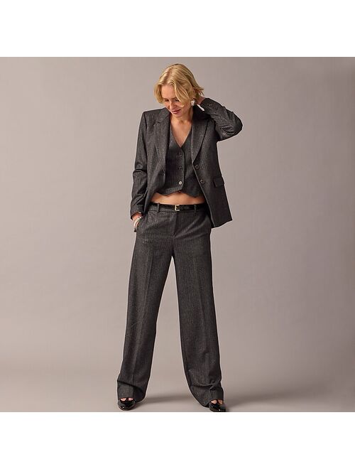 J.Crew Collection full-length Sydney wide-leg pant in pinstripe Italian wool blend with Lurex metallic threads