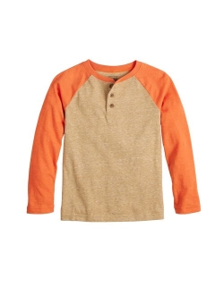 Boys 4-12 Jumping Beans Long Sleeve Raglan Henley Top