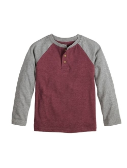 Boys 4-12 Jumping Beans Long Sleeve Raglan Henley Top