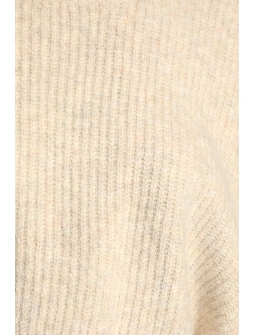 Lulus Cuddled Up Cutie Cream Cropped Dolman Sleeve Sweater