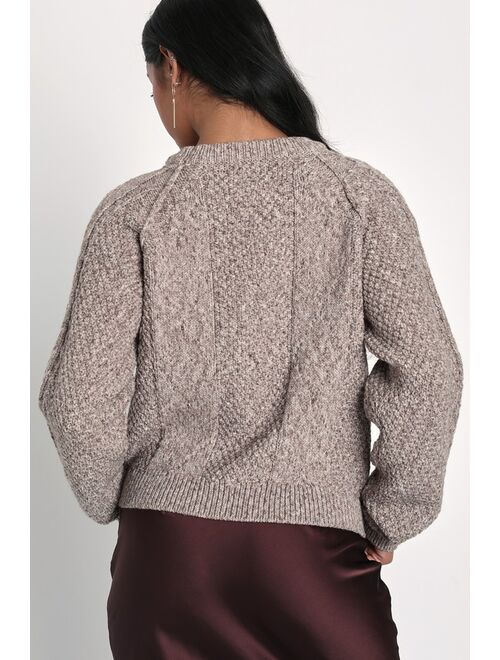 Lulus Winter Wishes Heather Brown Chunky Knit Pullover Sweater