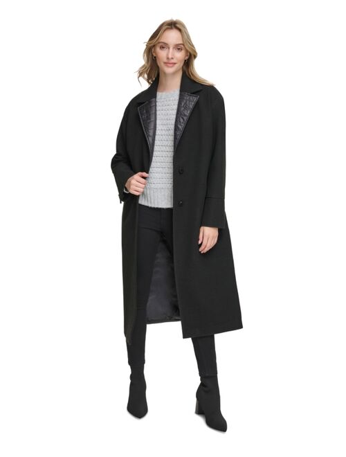 CALVIN KLEIN Women's Long Coat With Puffer Trim