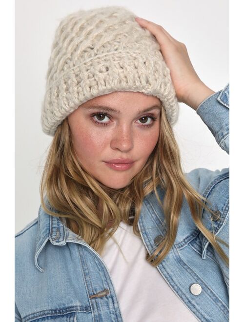 San Diego Hat Co. Valerie Ivory Cable Knit Beanie