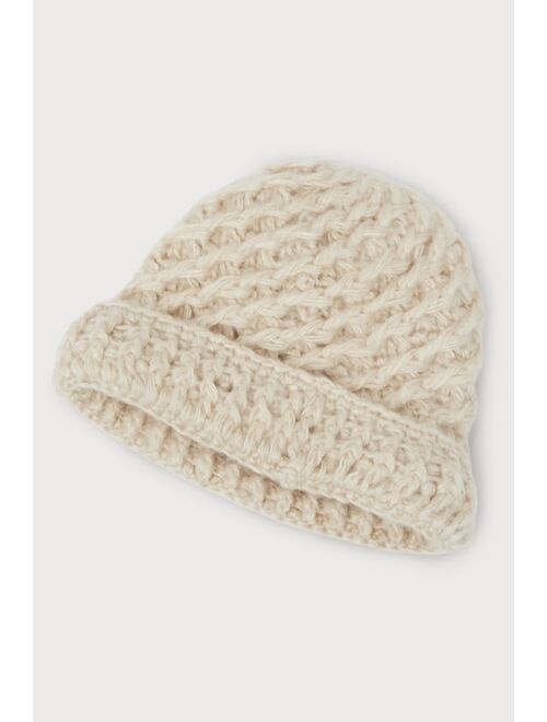 San Diego Hat Co. Valerie Ivory Cable Knit Beanie