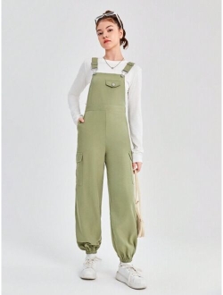 Teen Girl Flap Pocket Overall Jumpsuit Without Tee