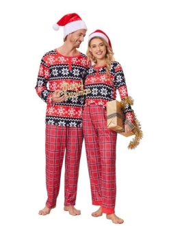 Family Matching Christmas Pajamas Holiday PJ Set Men and Women Sleepwear Long Sleeve Jammies Print Tops and Pants