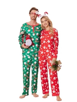 Family Matching Christmas Pajamas Holiday PJ Set Men and Women Sleepwear Long Sleeve Jammies Print Tops and Pants