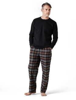 Men's Pajama Set 100% Cotton Flannel Top Long Sleeve & Bottom Pants Plaid Sleepwear PJ Sleepwear Lounge Comfy M79/M95