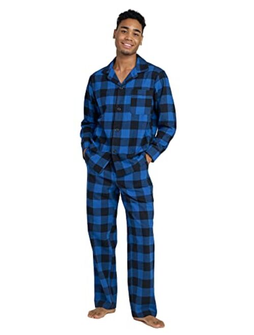 LAPASA Men's Pajama Set 100% Cotton Flannel Top Long Sleeve & Bottom Pants Plaid Sleepwear PJ Sleepwear Lounge Comfy M79/M95