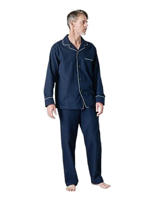 LAPASA Men's Pajama Set 100% Cotton Flannel Top Long Sleeve & Bottom Pants Plaid Sleepwear PJ Sleepwear Lounge Comfy M79/M95