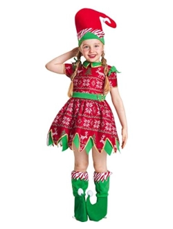 IKALI Christmas Elf Costume Kids Santa's Helper Costume Santa Claus Holiday Dress-up Outfit for Boys Girls Children