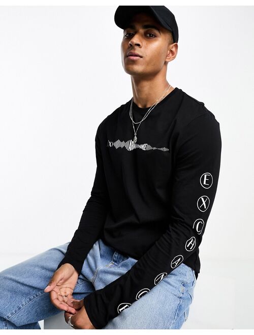 Armani Exchange arm graphics long sleeve t-shirt in black