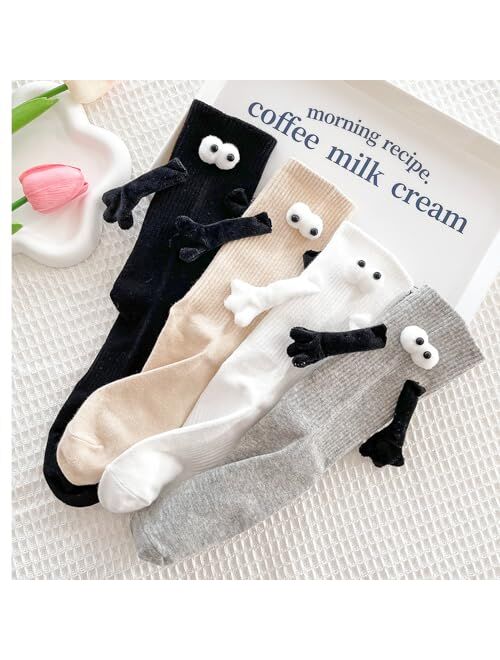 Honganda Funny Magnetic Hand Holding Socks, Hand in Hand Socks for Adult Christmas Gift for Couples Lovers Family Friends