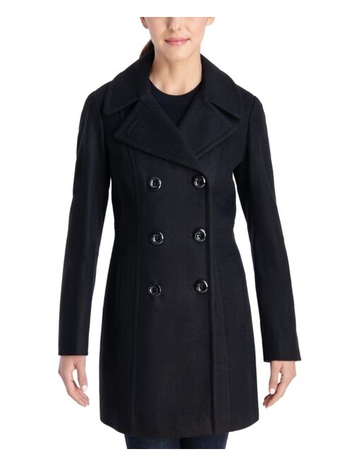 ANNE KLEIN Women's Double-Breasted Wool Blend Peacoat, Created for Macy's