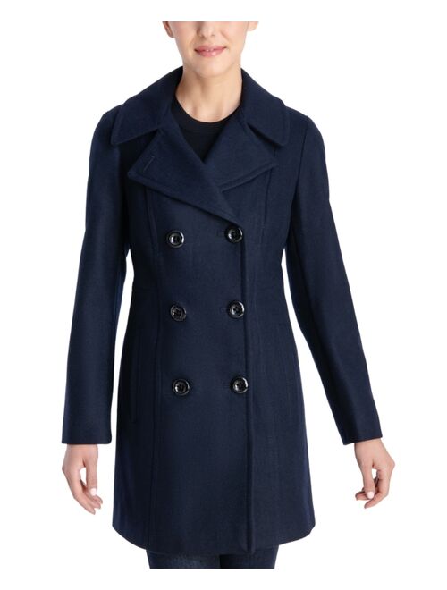 ANNE KLEIN Women's Double-Breasted Wool Blend Peacoat, Created for Macy's