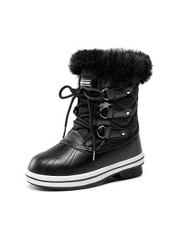 Girls Mid-Calf Winter Snow Boots for Little Kids/Big Kids