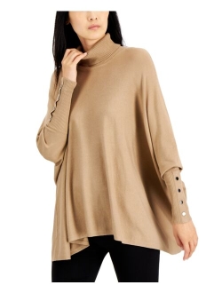 Women's Turtleneck Poncho Sweater, Created for Macy's