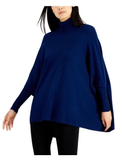 Women's Turtleneck Poncho Sweater, Created for Macy's