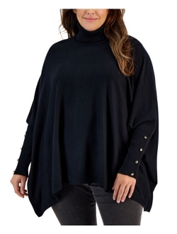 JM COLLECTION Plus Size Solid Turtleneck Poncho Sweater, Created for Macy's