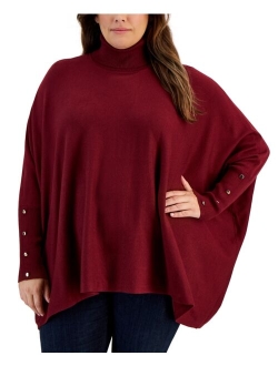 JM COLLECTION Plus Size Solid Turtleneck Poncho Sweater, Created for Macy's