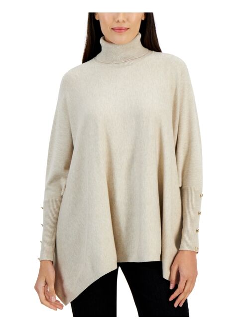 JM COLLECTION Plus Size Solid Turtleneck Poncho Sweater, Created for Macy's