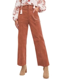 Acelitt Women Casual Fall Straight Leg Elastic Waist Corduroy Pants with Pockets, S-XXL