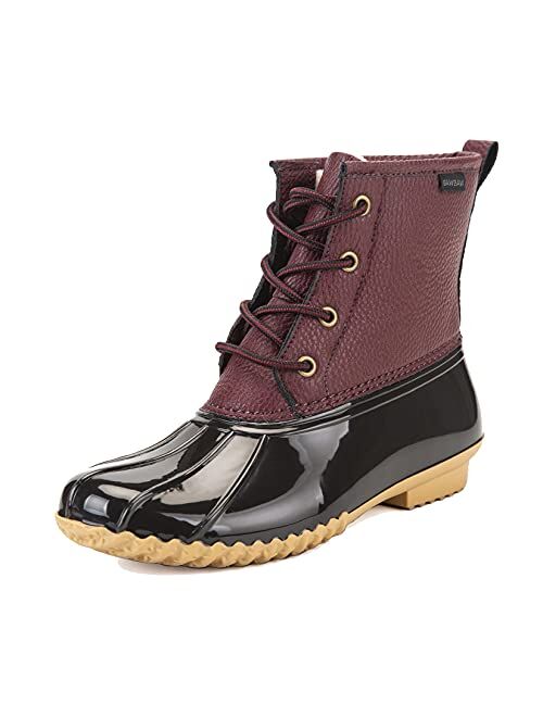 Women's Winter Duck Boots, GAWBAW Waterproof Lace Up Ankle Snow Rain Boots For Women