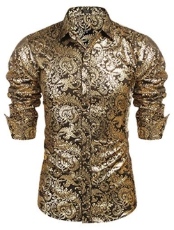 Men's Luxury Design Shirts Floral Dress Shirt Casual Button Down Shirts