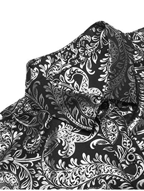 COOFANDY Men's Luxury Design Shirts Floral Dress Shirt Casual Button Down Shirts