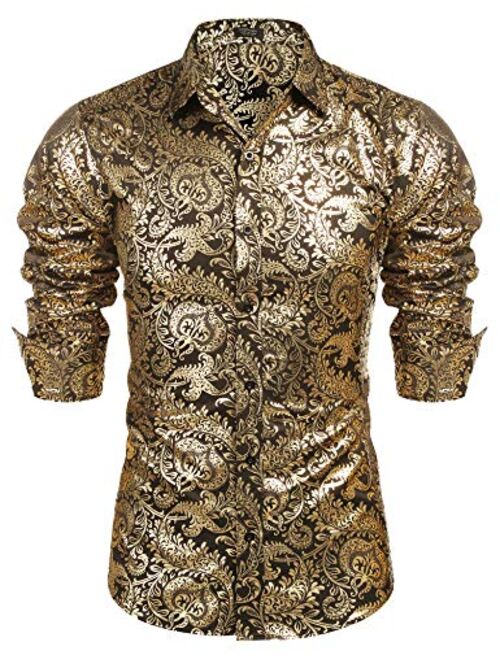 COOFANDY Men's Luxury Design Shirts Floral Dress Shirt Casual Button Down Shirts