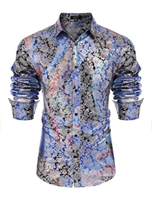 COOFANDY Men's Luxury Design Shirts Floral Dress Shirt Casual Button Down Shirts