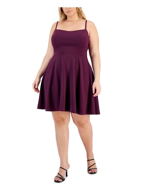 CITY STUDIOS Trendy Plus Size Lace-Back Skater Dress