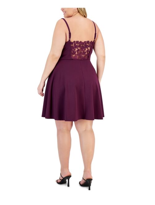 CITY STUDIOS Trendy Plus Size Lace-Back Skater Dress