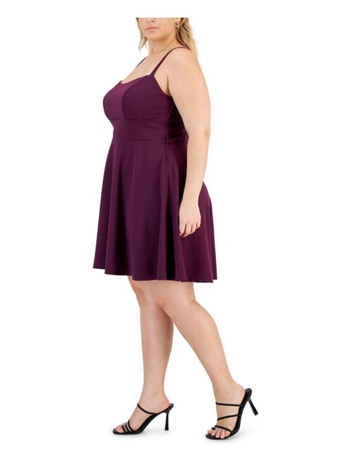 CITY STUDIOS Trendy Plus Size Lace-Back Skater Dress