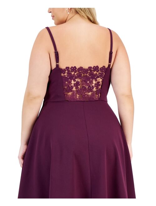 CITY STUDIOS Trendy Plus Size Lace-Back Skater Dress