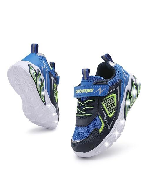 CNFOOTJKY Toddler Boys Light Up Shoes Breathable Mesh LED Flashing Lightweight Walking Sneakers for Toddler and Little Kids