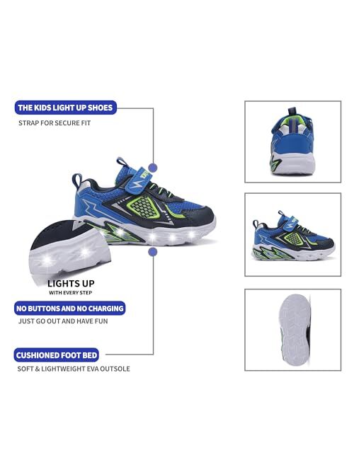 CNFOOTJKY Toddler Boys Light Up Shoes Breathable Mesh LED Flashing Lightweight Walking Sneakers for Toddler and Little Kids