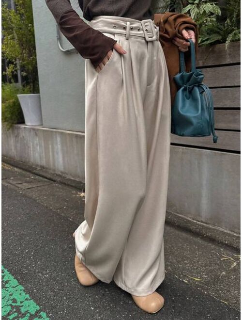 FRIFUL Women s Wide Leg Pants With New Belt Design Suitable For Autumn And Winter