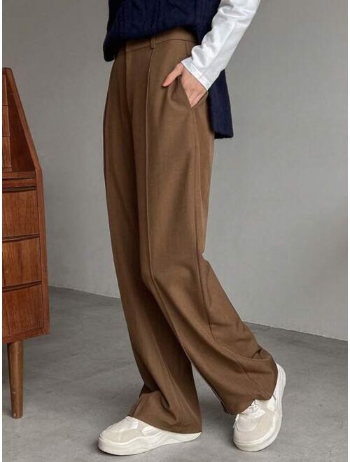 FRIFUL Solid Color Straight Leg Pants