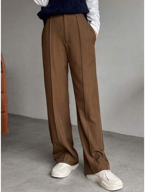 FRIFUL Solid Color Straight Leg Pants