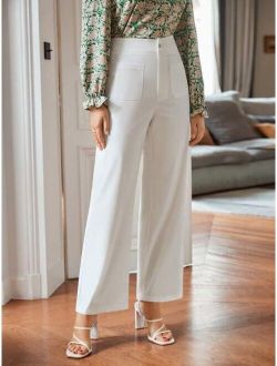 SHEIN Frenchy Solid Color Double Pocket Pants