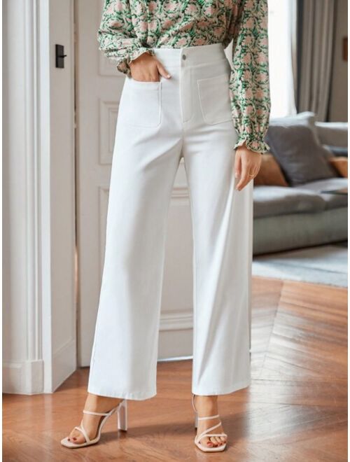 SHEIN Frenchy Solid Color Double Pocket Pants