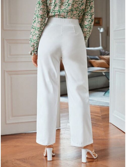 SHEIN Frenchy Solid Color Double Pocket Pants