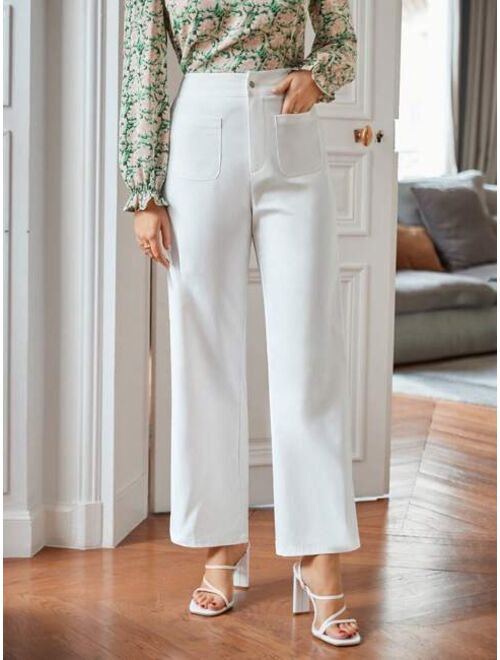 SHEIN Frenchy Solid Color Double Pocket Pants