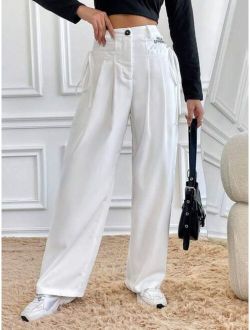 Solid Color High waisted Casual Pants