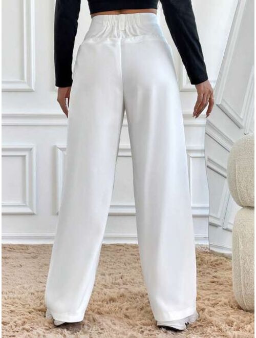 Solid Color High waisted Casual Pants