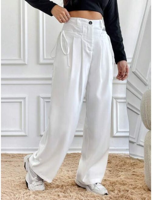 Solid Color High waisted Casual Pants