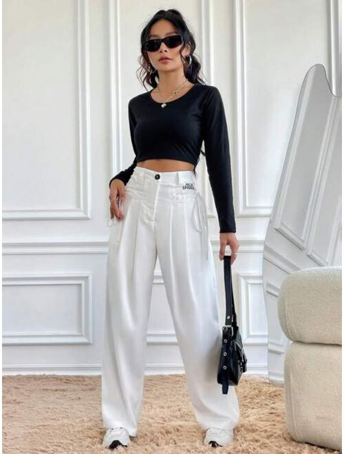 Solid Color High waisted Casual Pants