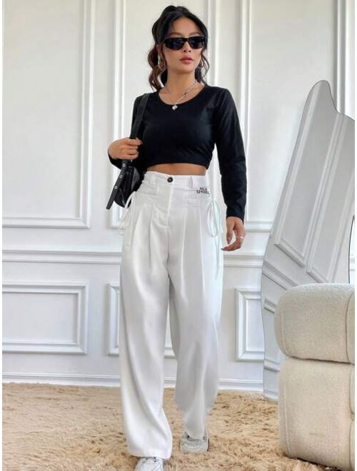 Solid Color High waisted Casual Pants