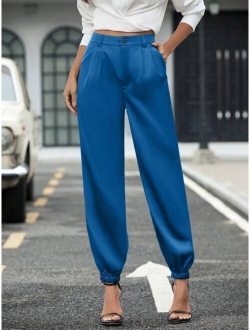 Solid Color Tapered Suit Pants